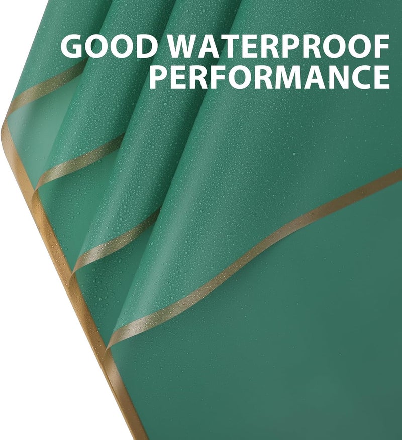 FUHITIM 20 Sheets Flower Wrapping Paper - Waterproof Floral Bouquet Packaging Paper for DIY Crafts，Florist Supplies Packaging Paper for Wedding Birthday Gift(Emerald Green) - Image 3